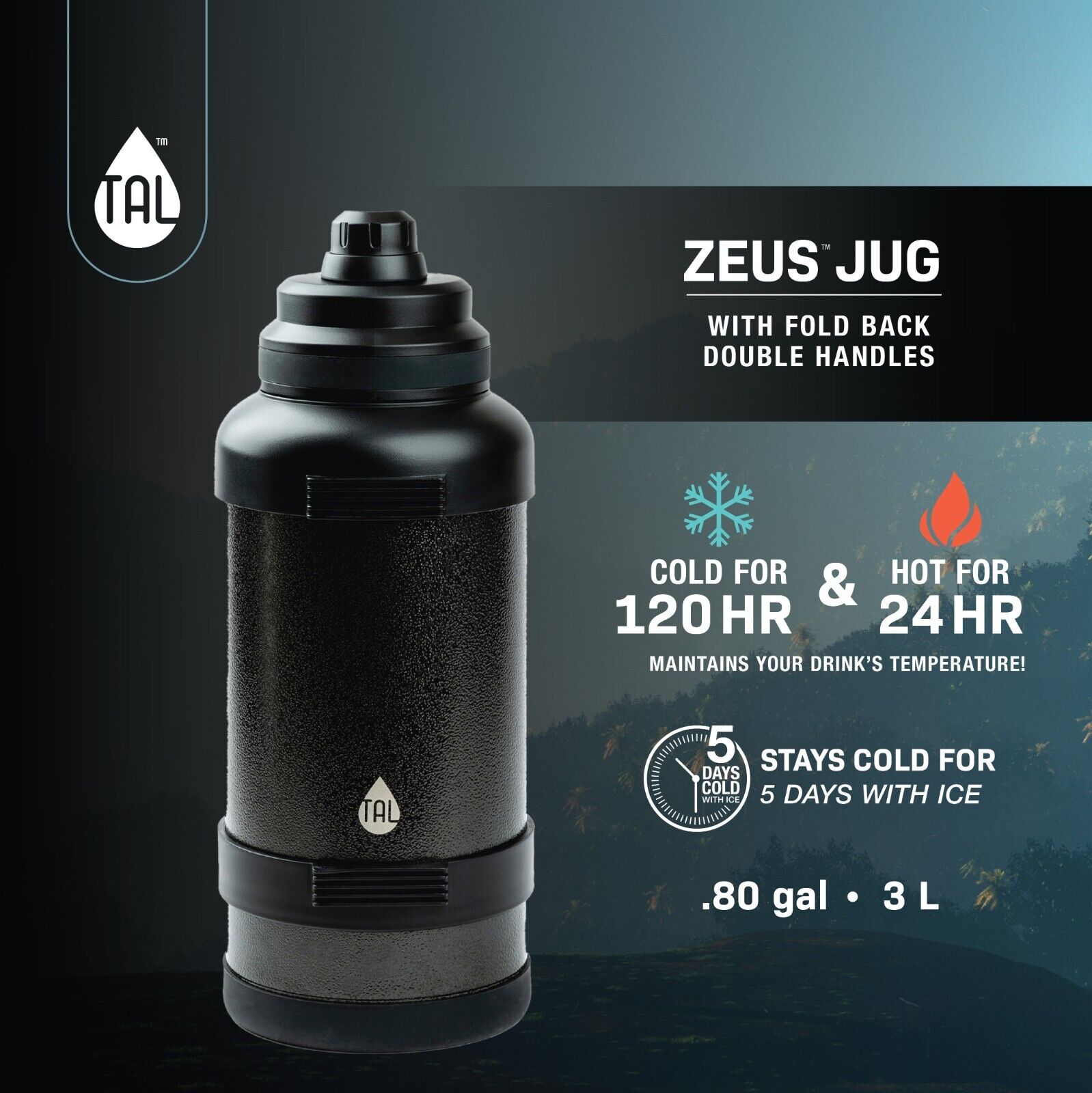 TAL Stainless Steel Zeus Water Bottle 3 Liter, Green Unbranded WM2216 - фотография #3