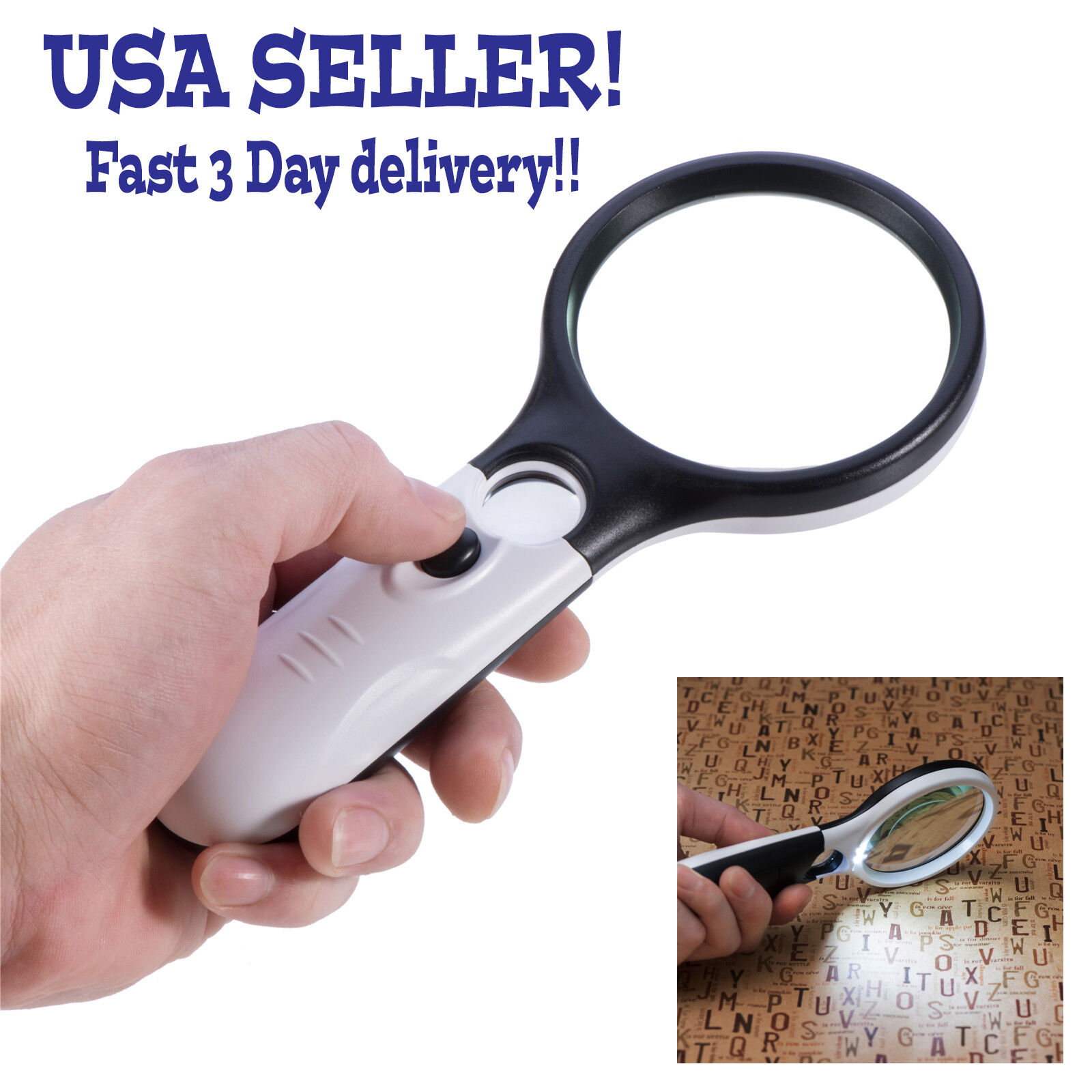 3 LED Light 45X Handheld Magnifier Reading Magnifying Glass Lens Jewelry Loupe Valuebuy Battery LED Handheld Magnifier