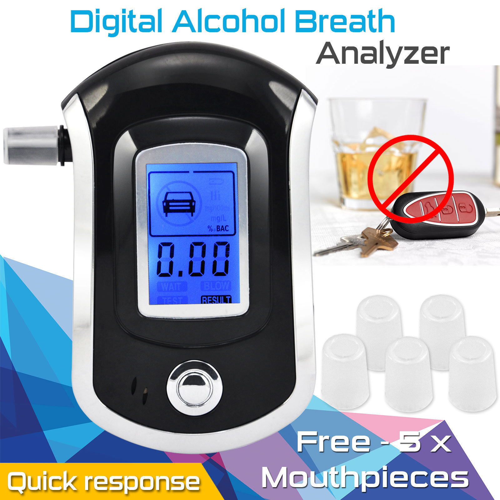 Advance Police Digital Breath Alcohol Tester LCD Breathalyzer Analyzer Detector Unbranded Does not apply - фотография #3