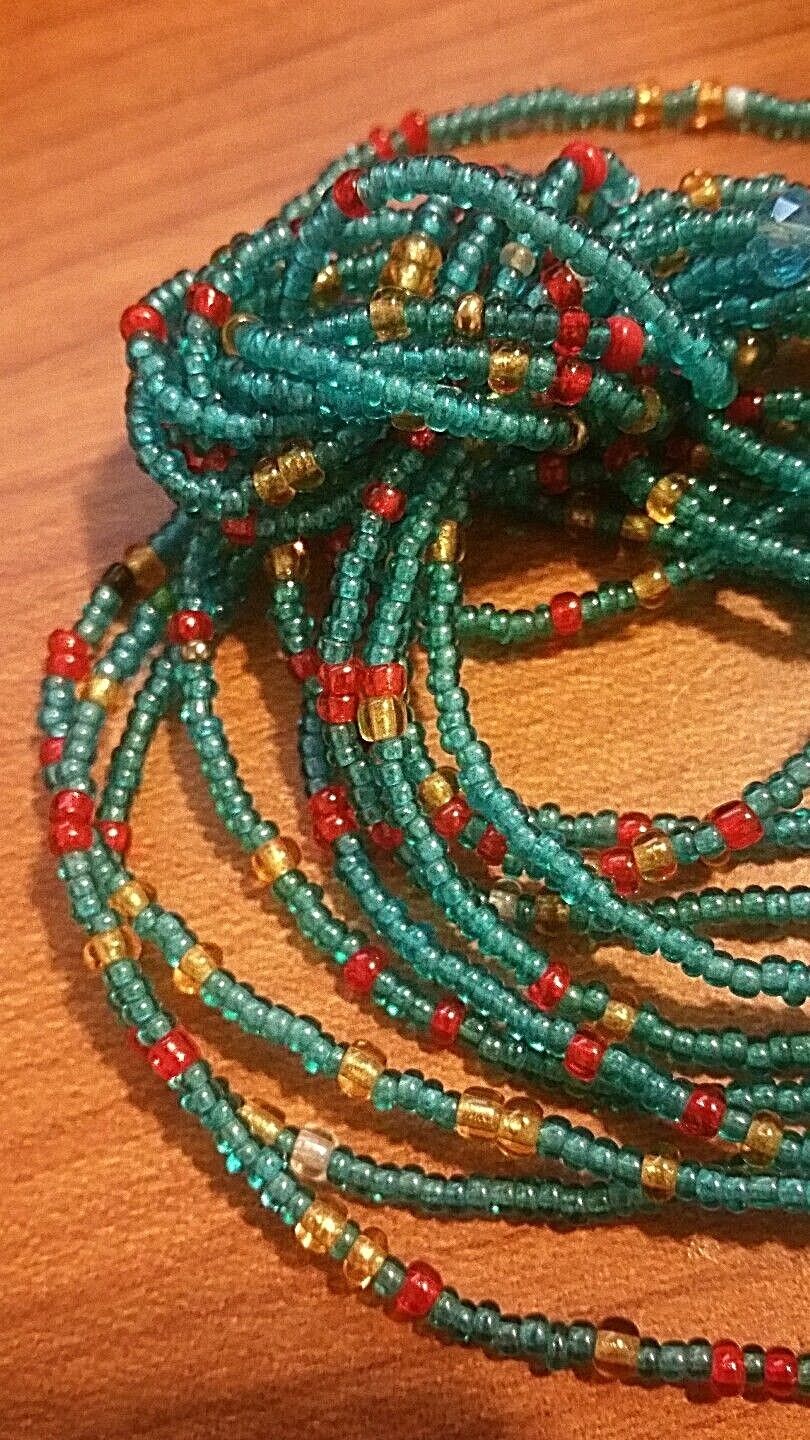  BEAUTIFUL  AQUA BLUE MIX COLORED WAIST BEADS 0-50 INCHES AVALIABLE  Unbranded