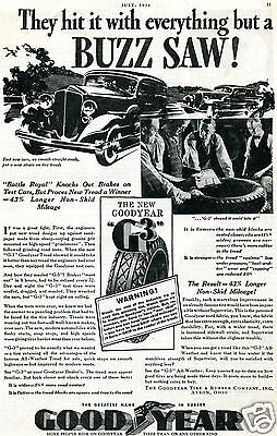 1934 Goodyear G-3 Car Tire Vintage Print Ad Без бренда