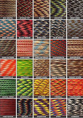 Pattern Colors 550 Paracord Mil Spec Type III 7 strand parachute cord 10-100 ft Unbranded Does Not Apply