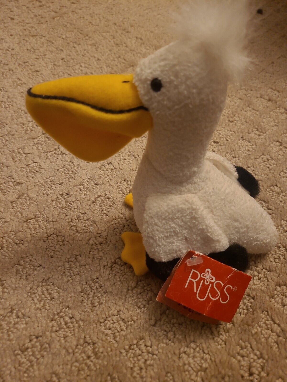 Vintage - Luv Pets By Russ - Petrie Pelican 5" Beanie Plush - With Tag  RUSS 23184