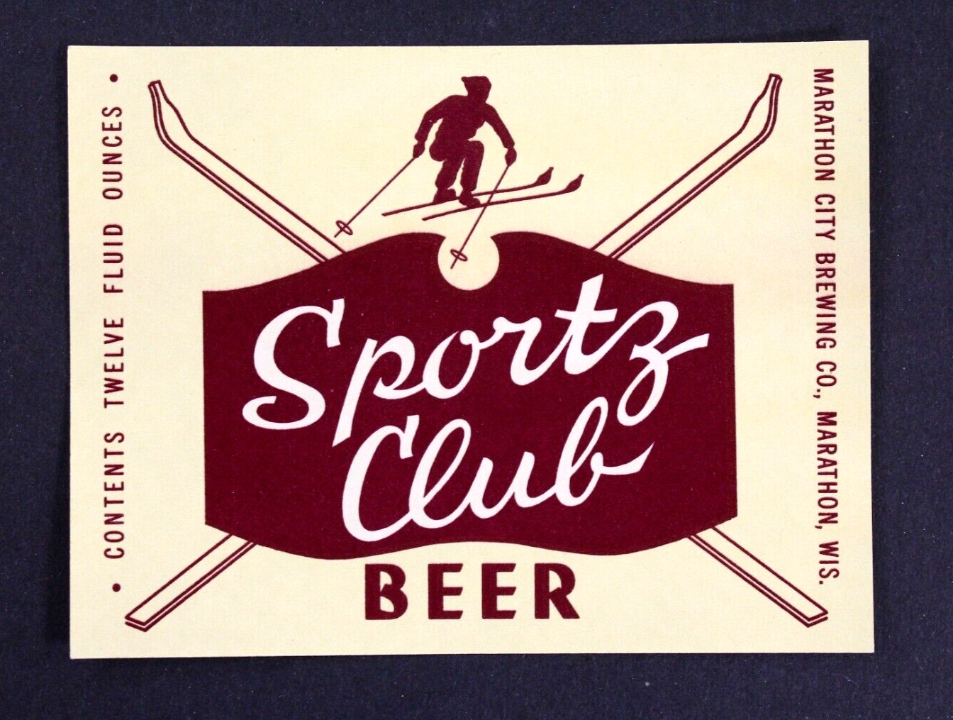 12 Sportz Club Beer Labels, Old Stock. Marathon City Brewing. Marathon, WI Sportz Club - фотография #2