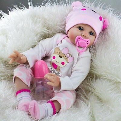 22" Lifelike Newborn Silicone Vinyl Reborn Gift Baby Dolls Handmade Soft Body US LEADZM