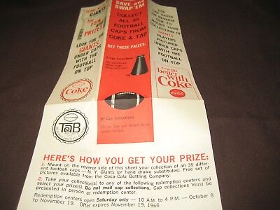 1967  COCA-COLA TAB NY GIANTS BOTTLE CAP CHECK LIST REAL NICE! VERY RARE! Coke - фотография #7