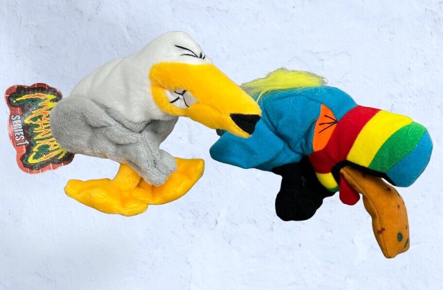 Meanies PETER GOTTA PEEGUL & HURLEY THE TOUCAN Plush  Series 1 NWT meanies
