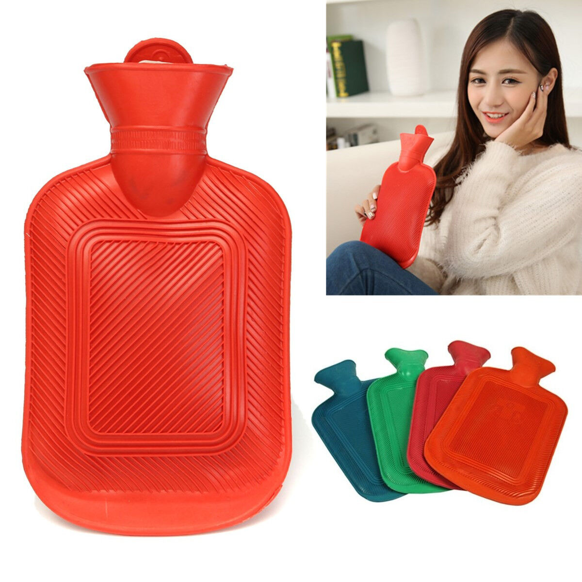 Rubber HOT WATER BOTTLE Bag WARM Relaxing Heat / Cold Therapy 670 ML ~ 1800 ML Unbranded - фотография #7