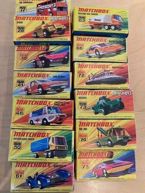 Vintage Lesney Matchbox  in boxes. 13 cars # 17 - 75 Lesney