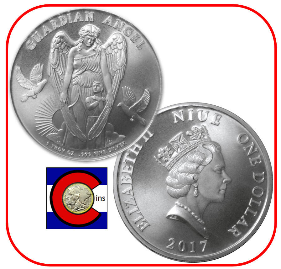 2017 Niue Guardian Angel 1 oz Silver $1 Coin -- in airtite capsule Без бренда