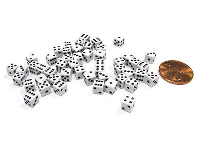 50 Six Sided D6 5mm .197 Inch Die Small Tiny Mini Miniature White Dice Koplow Games 18167