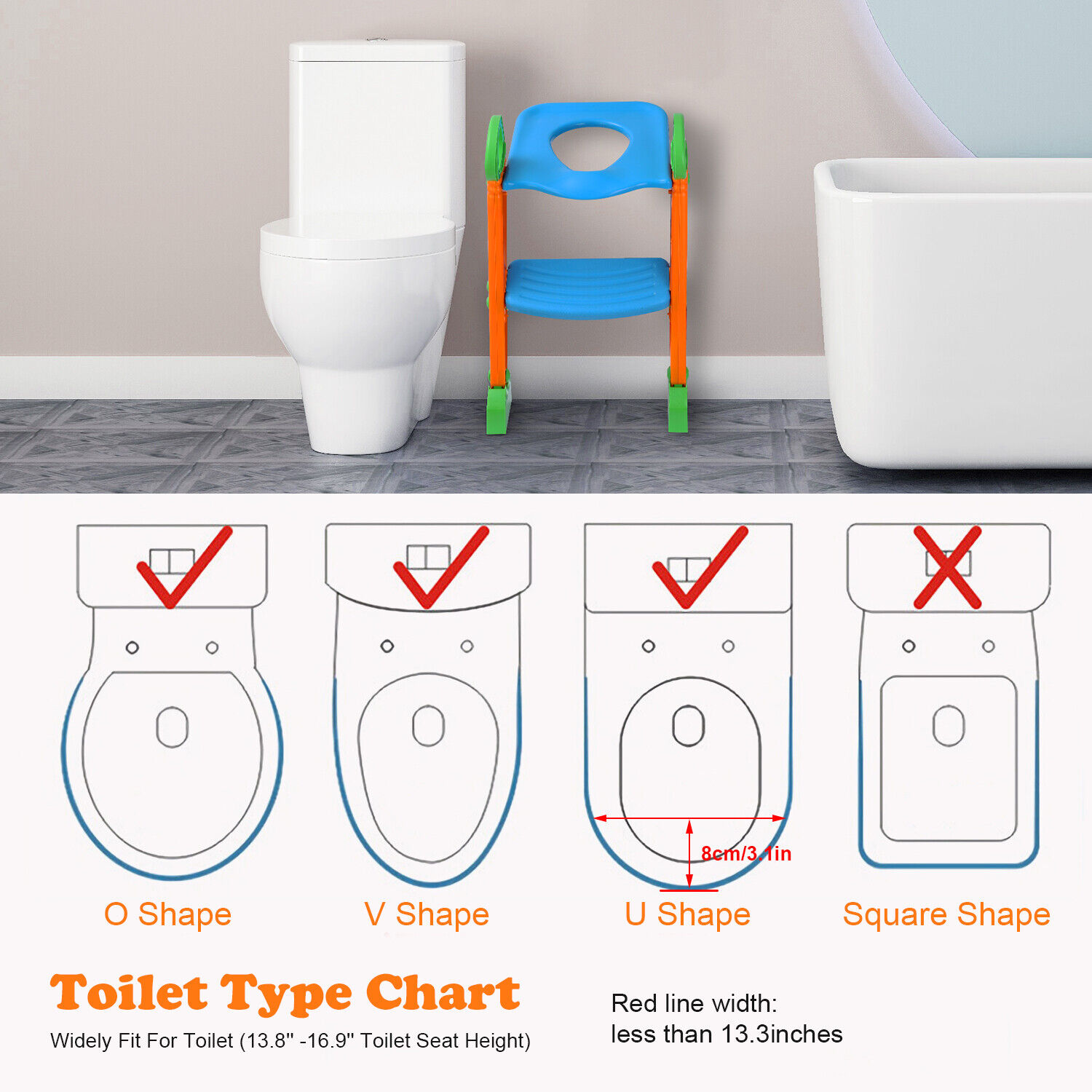 Potty Training Toilet Seat with Step Stool Ladder for Baby Toddler Kid +Handles iMounTEK GPCT850 - фотография #6