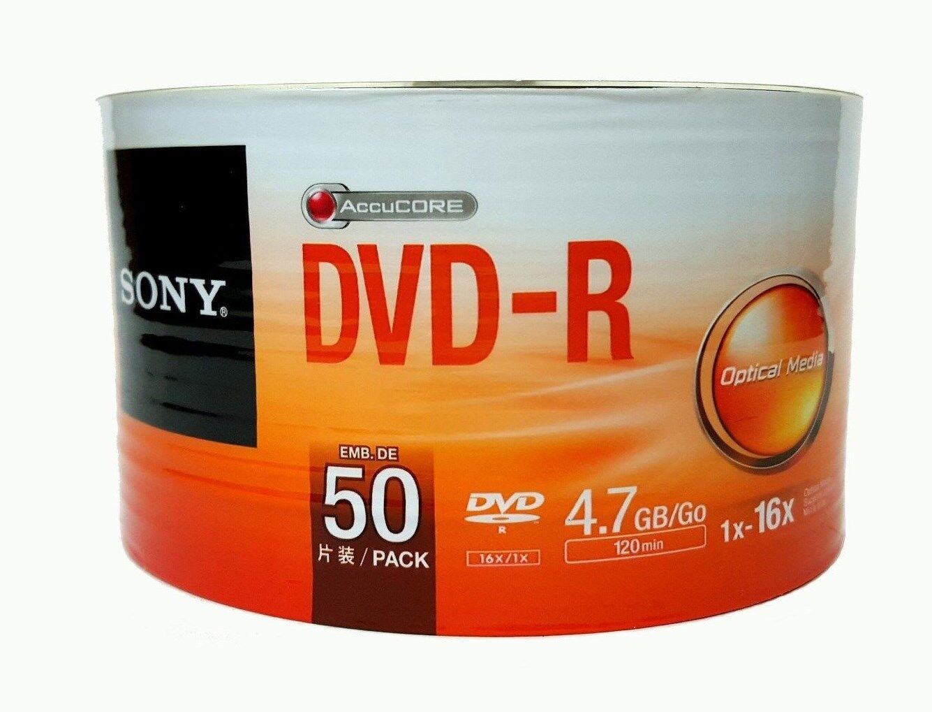 100 SONY Blank DVD-R DVDR Recordable Logo Branded 16X 4.7GB 120min Media Disc  Sony 50DMR47SB - фотография #2