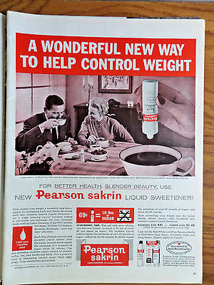 1956 Pearson Sakrin Liquid Sweetener Ad  Better Health Slender Beauty Pearson Sakrin Liquid Sweetener