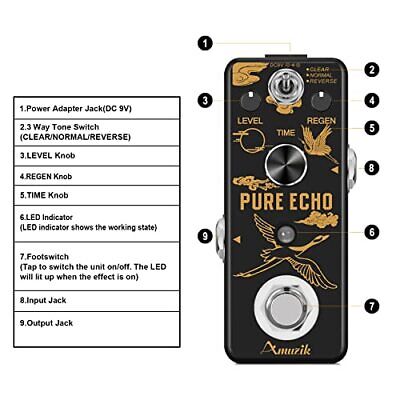 Amuzik Pure Echo Guitar Effect Pedal Analog Digital Delay Effects Pedals for ... Amuzik - фотография #2