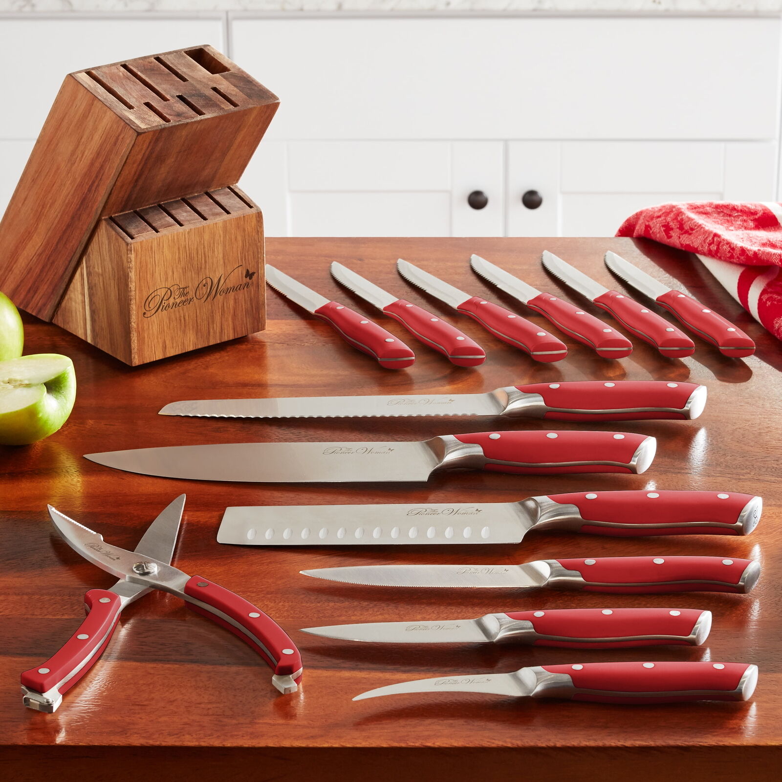 The Pioneer Woman Pioneer Signature 14-Piece Stainless Steel Knife Block Set,Red Does not apply - фотография #3