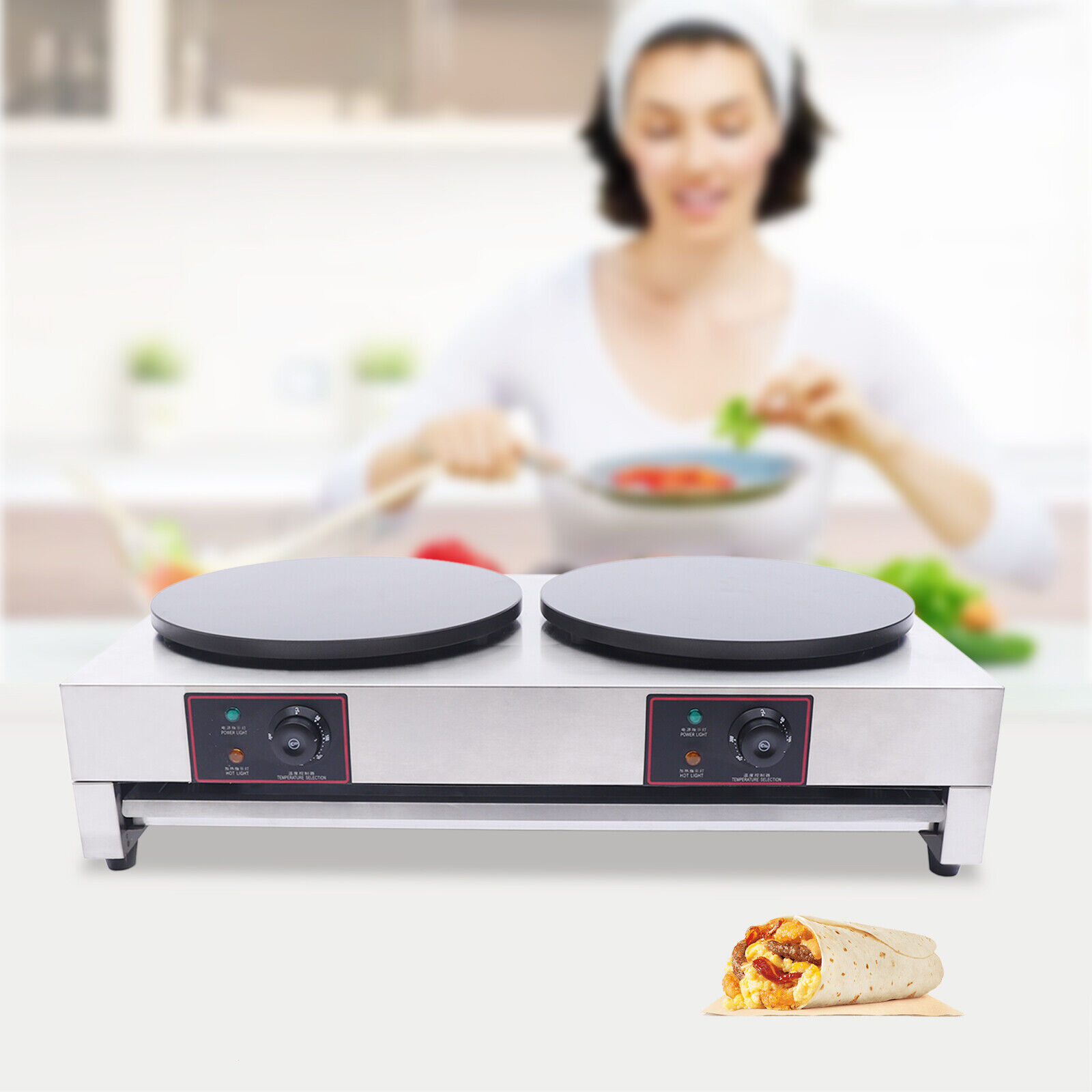 3kw+3kw 40cm 16" Commercial Double Pancake Maker Luxury Electric Crepe Unbranded Does Not Apply - фотография #18
