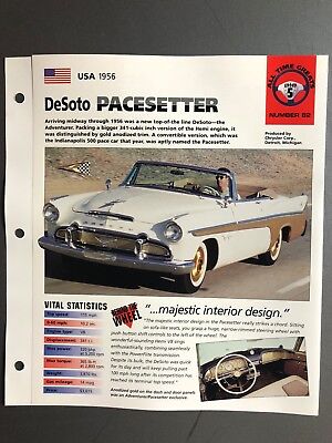 1956 DeSoto Pacesetter IMP "Hot Cars" Spec Sheet Folder Brochure Awesome L@@K Без бренда Pacesetter