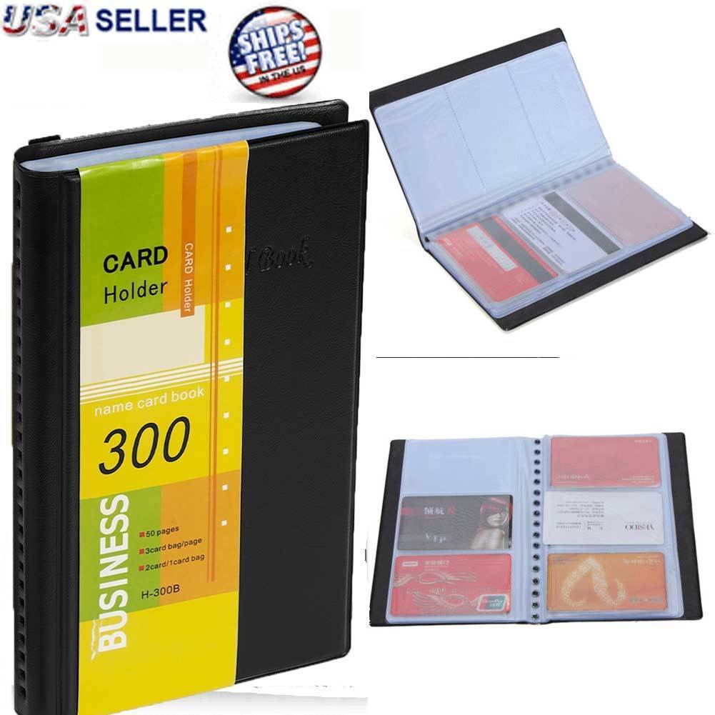 Leather Business Cards Holder Case Organizer 300 Name ID Credit Card Book Keeper Unbranded/Generic Does Not Apply