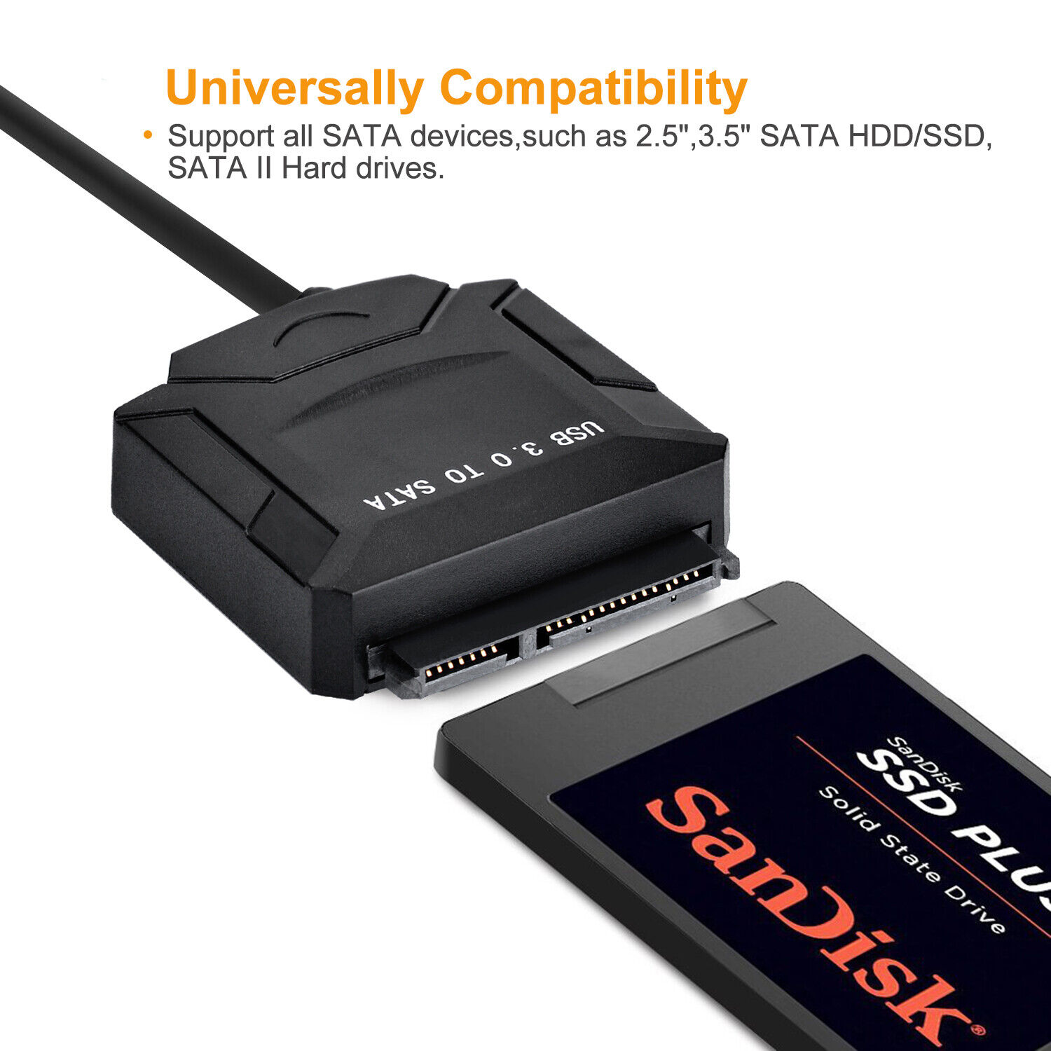 USB 3.0 to SATA Converter, Adapter for 2.5"/3.5" SATA HDD/SSD Hard Drive Disks Agptek Does Not Apply - фотография #2