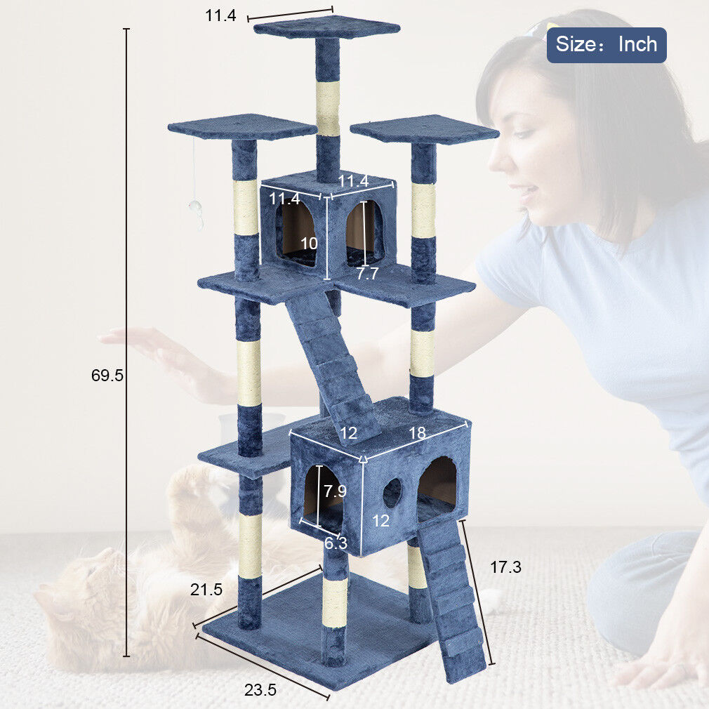 73" Cat Tree Scratcher Play House Condo Furniture Bed Post Pet House BestPet CT-T07 - фотография #7