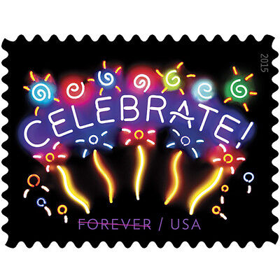 USPS New Neon Celebrate! Forever Stamp sheet of 20 Без бренда