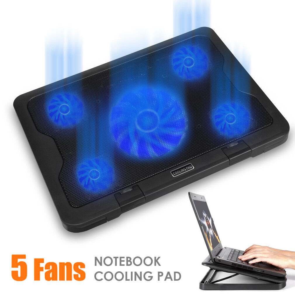 Notebook cooling pad Blue LED Laptop Cooler 5 Fans 2 USB Port Stand Pad for Mac YELLOW-PRICE Does Not Apply - фотография #2