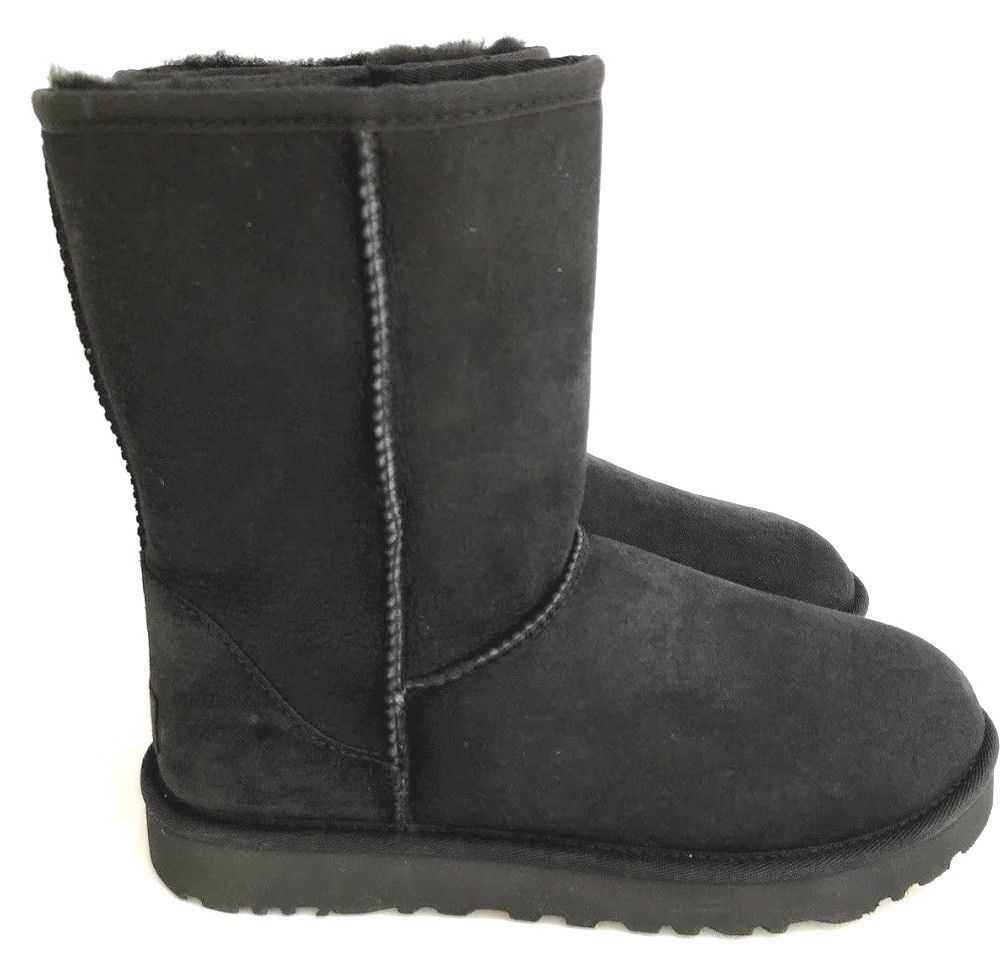 Ugg Classic Short II Suede Sheepskin Black Water Resistant Women's Boots 1016223 UGG Australia Classic Short II