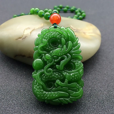  China's natural hand carved jade dragon pendant agate necklace  Без бренда