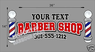 Custom Barber Shop Decal 36" Men's Hair Cuts Vinyl Sign Window Storefront  Harbour Signs