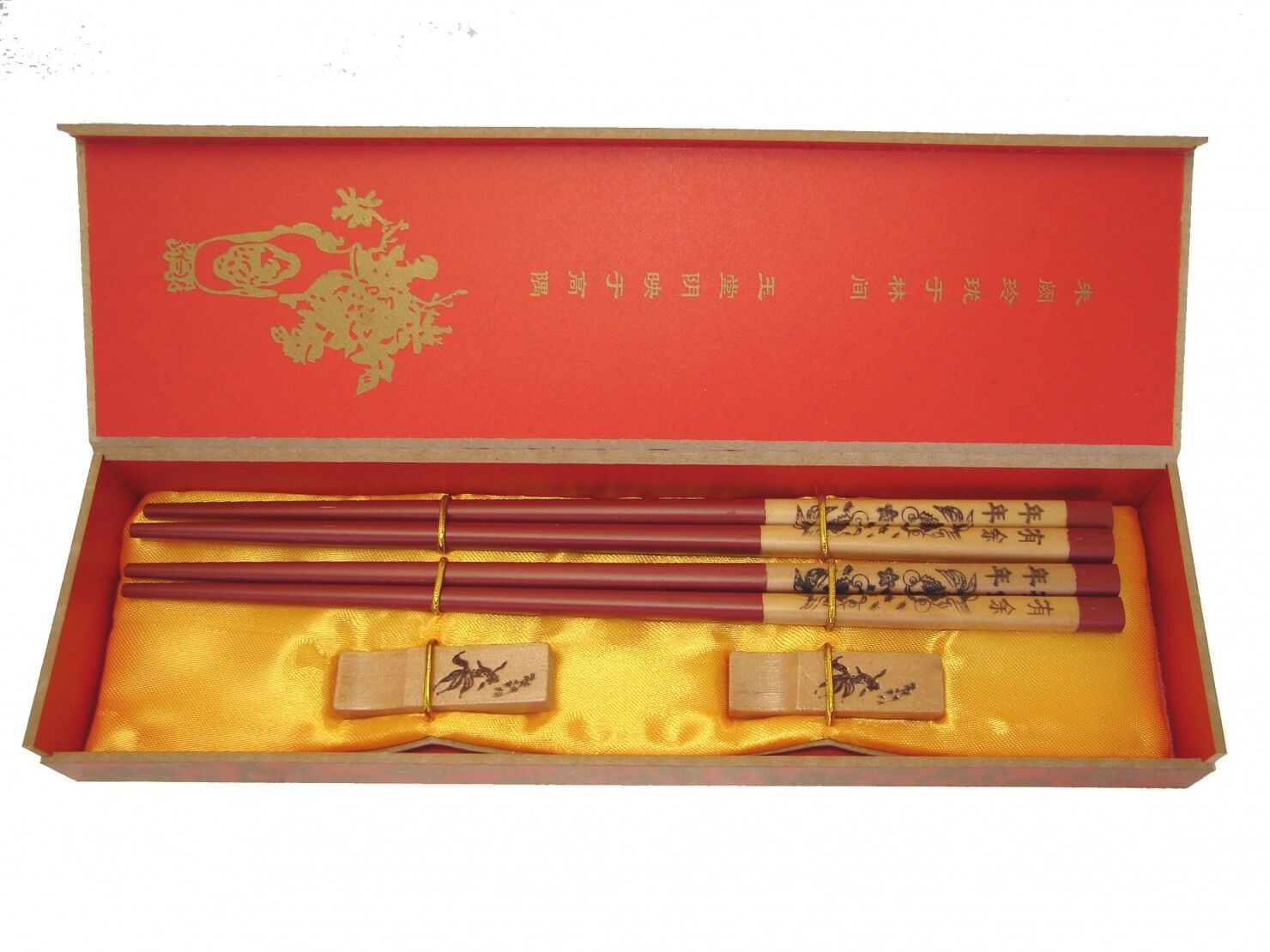 Chinese Chopstick Gift Set with Golden Fish Picture Без бренда