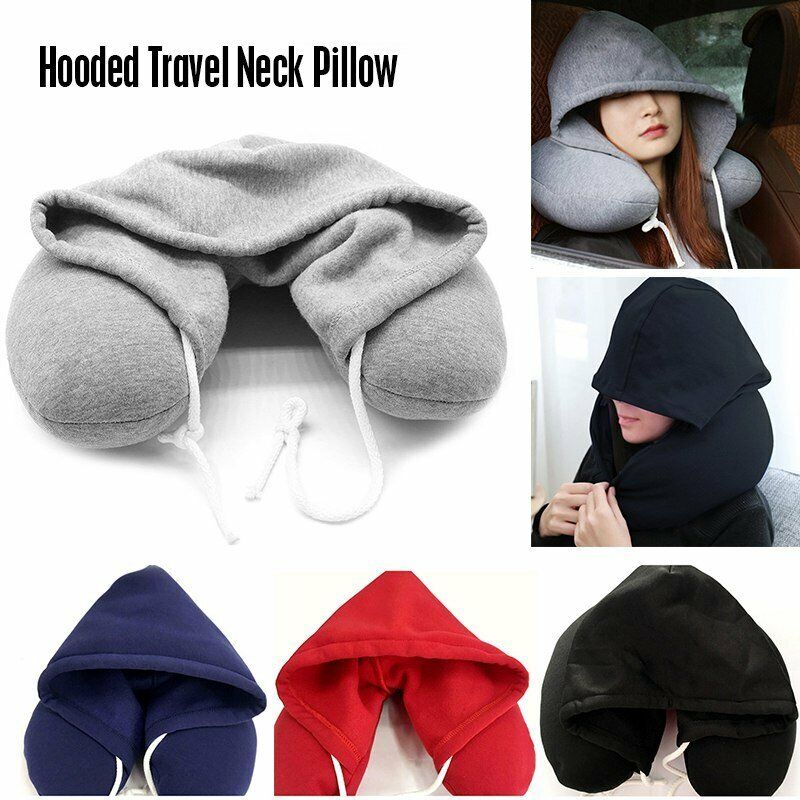Travel Hooded Pillow Cushion Car Office Airplane Head Rest Neck Support U-Shaped MPOW