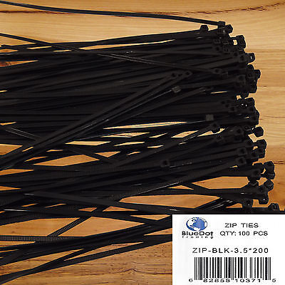 USA 100 PACK 8 INCH ZIP TIES NYLON 40 LBS UV WEATHER RESISTANT BLACK WIRE CABLE BlueDot Trading ZIP-BLK-3.5*200 - фотография #8