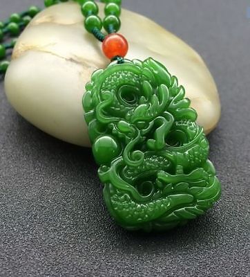  China's natural hand carved jade dragon pendant agate necklace  Без бренда - фотография #2