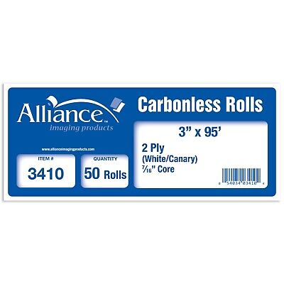 Alliance 2 Ply Carbonless Receipt Rolls 3" x 95'  2-Ply White/Canary - 50 Rolls ALLIANCE 3410 - фотография #3
