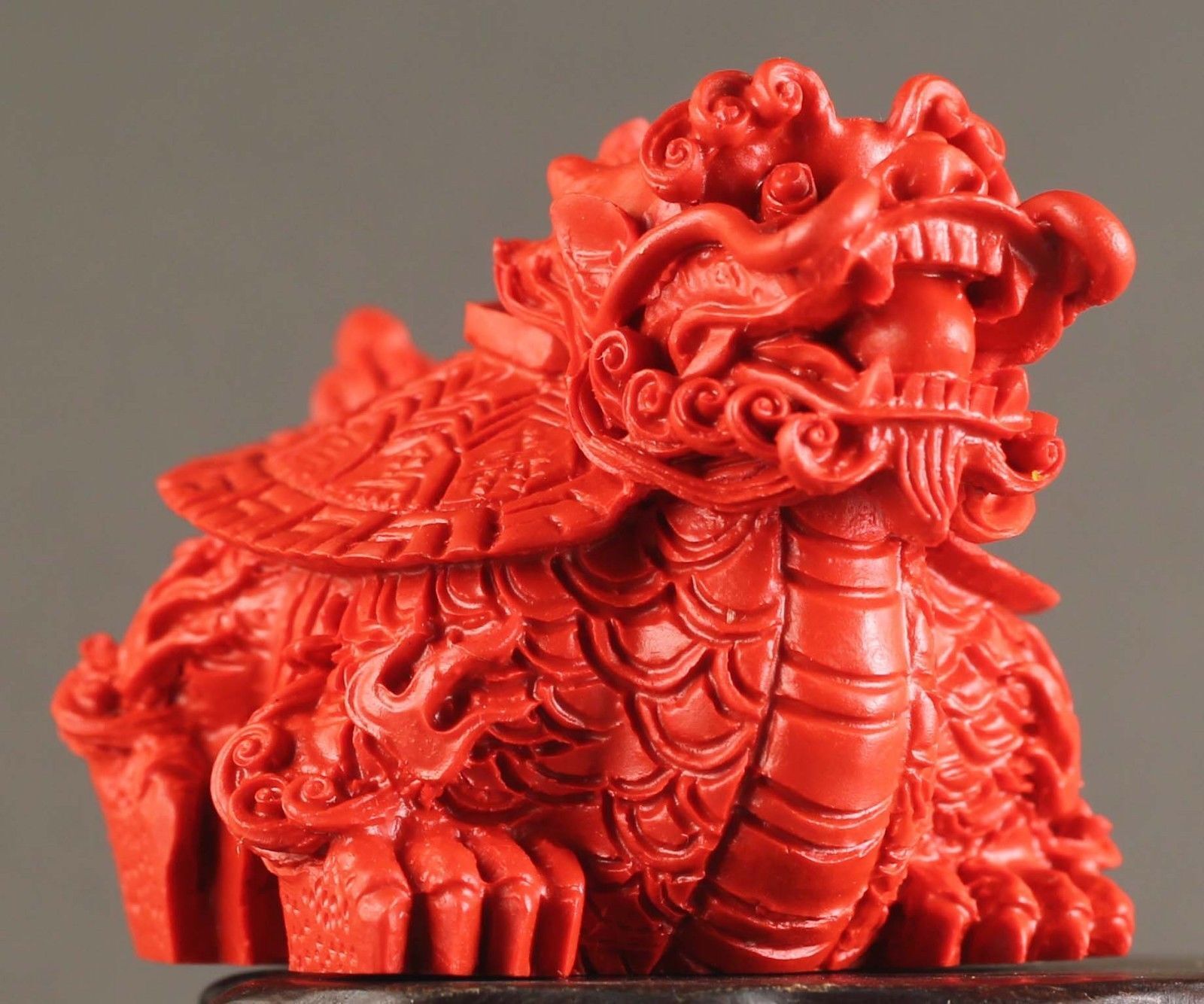 Chinese natural cinnabar red jade hand-carved dragon tortise pendant 2.2 inch Без бренда - фотография #3