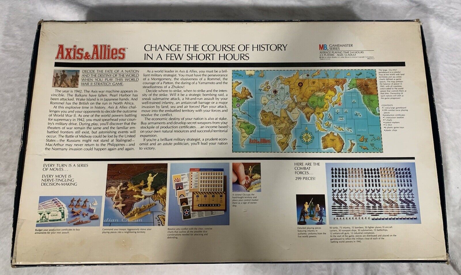 1984 Axis and Allies Game by Milton Bradley Unpunched Complete Open Box Milton Bradley 4423 - фотография #6