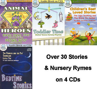 Collection of CHILDREN'S AUDIO BOOKS on 4 CDs Toddler, Kids Stories & Poems NEW Без бренда