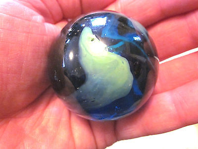 TOE BREAKER 50mm (2") SEA TURTLE clear Blue/Green Marbles glass ball HUGE Swirl Vacor Does Not Apply - фотография #2