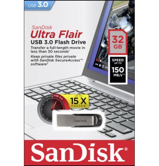 SanDisk 32GB Cruzer Ultra Flair USB 3.0 150MB/s Flash Mini Pen Drive Fast SDCZ73 SanDisk SDCZ73032GG46