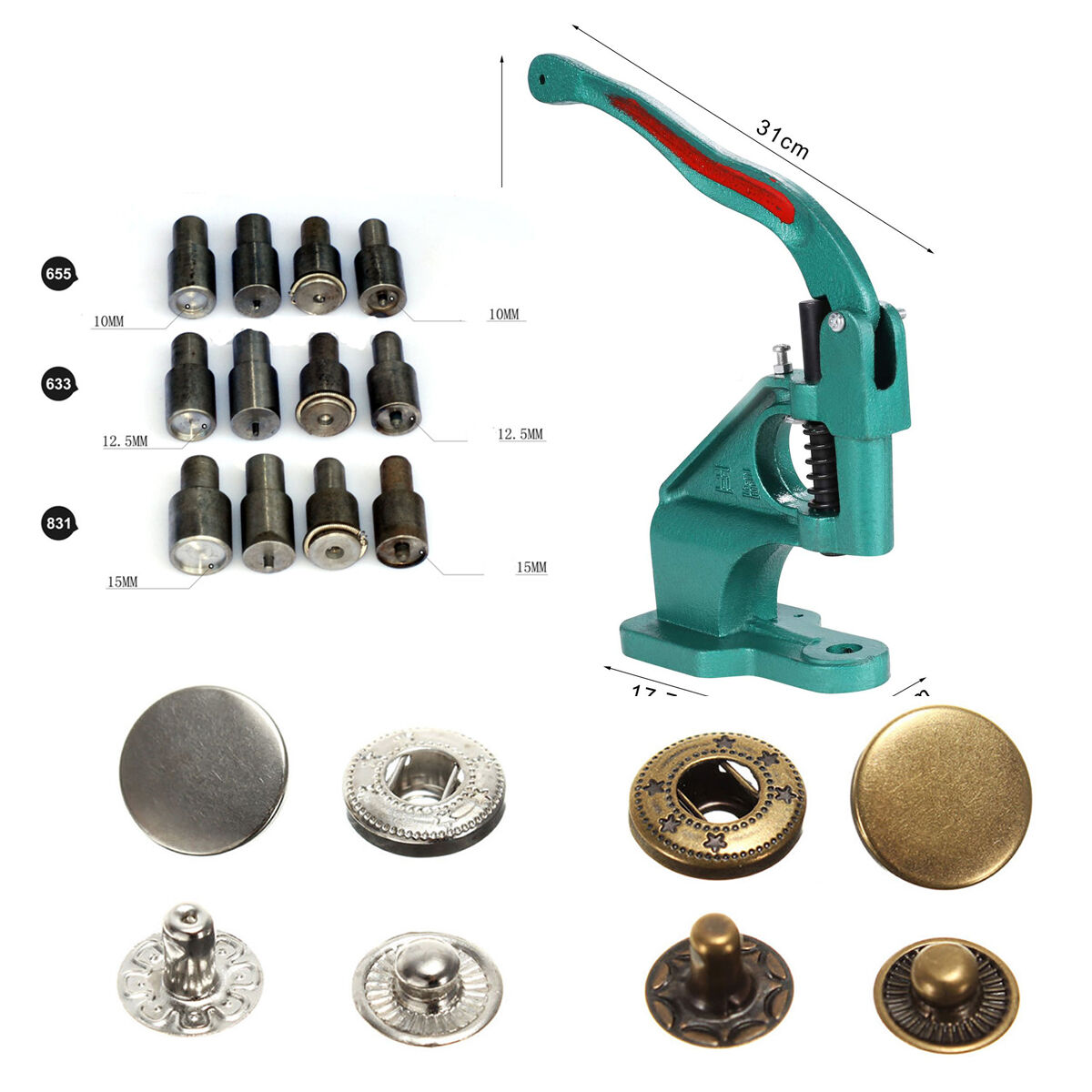 831 633 665 Snap Pressing Machine Snap On Tool Various Dies Sets Snap Fasteners  artec Does Not Apply