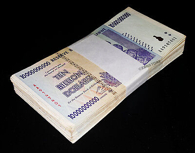 10 Billion Zimbabwe Dollars x 100 Banknotes AA AB 2008 100% Authentic Guaranteed Без бренда