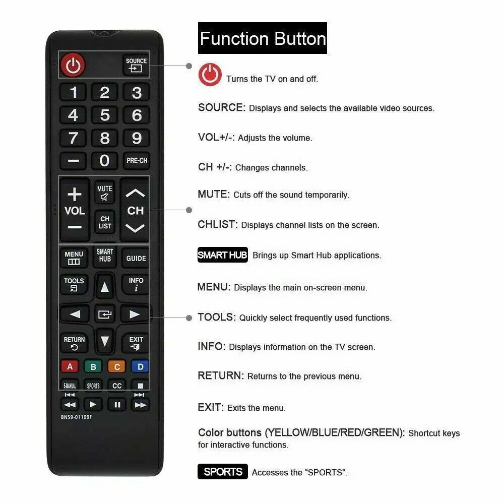 New Universal Remote Control for ALL Samsung LCD LED HDTV 3D Smart TVs For-SAMSUNG BN59-01199F - фотография #3