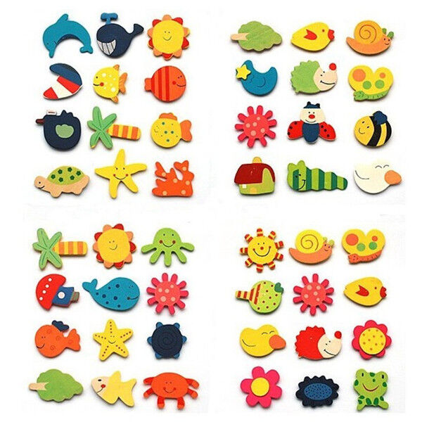 12X Baby Kids Educational Toy Wooden Magnet Kitchen Fridge Cartoon Toys Unbranded Does not apply