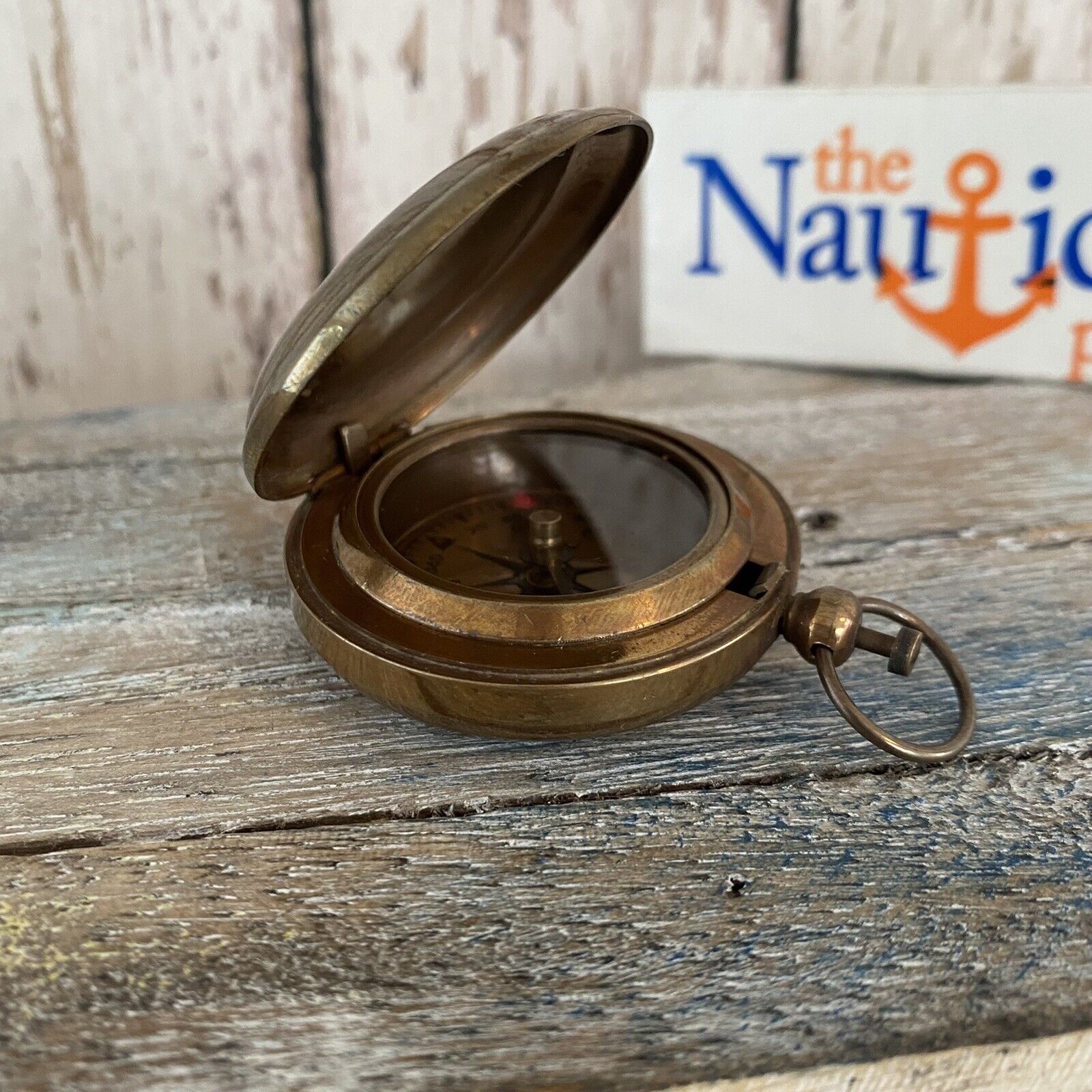 Antique Finish Brass Push Button Compass w/ Lid -Pocket Style, Nautical Seafarer Без бренда