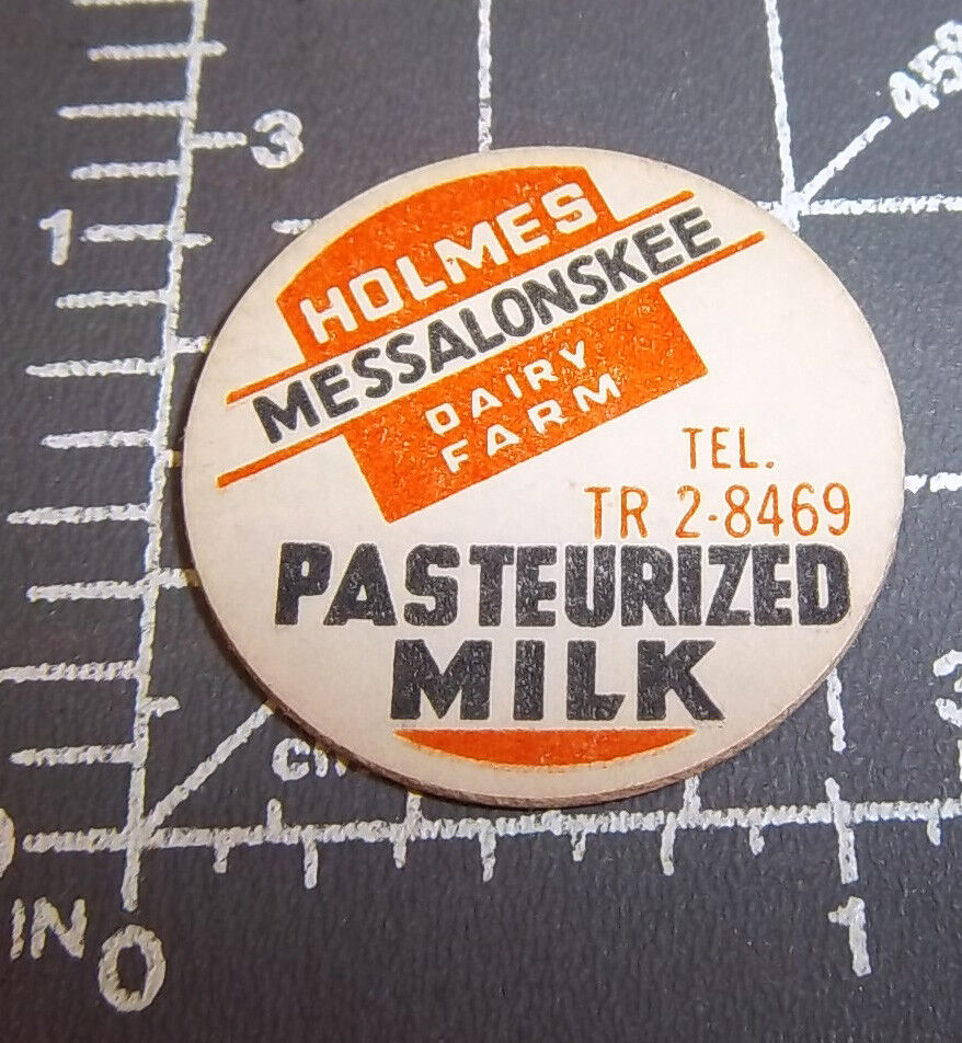 Milk Bottle Cap from Holmes Dairy farm, Messalonskee Maine, tel TR 2-8469 milk cap