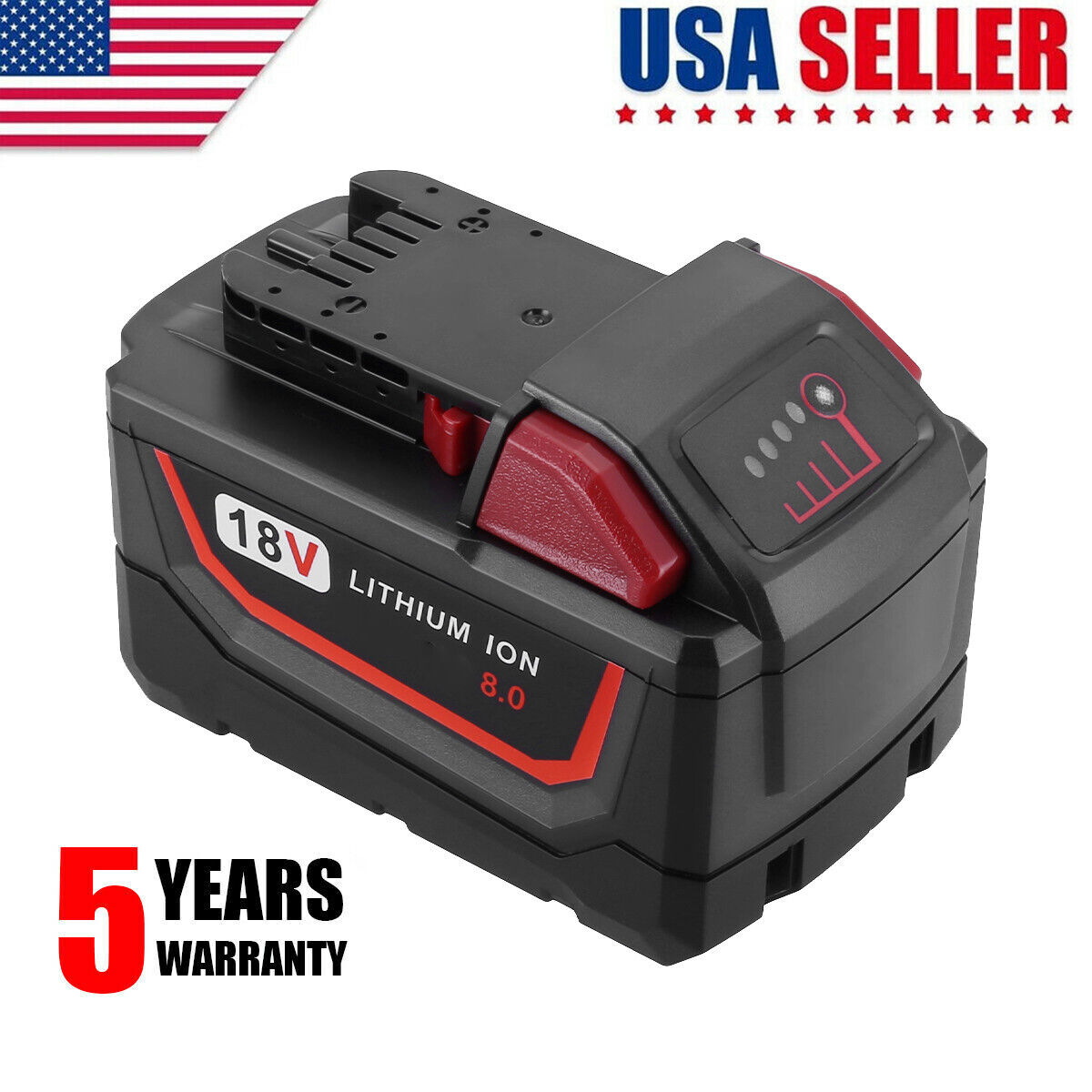 8.0AH 48-11-1880 For Milwaukee M18 18 Volt Lithium Battery 48-11-1860 Power Tool Powerextra 48-11-1860