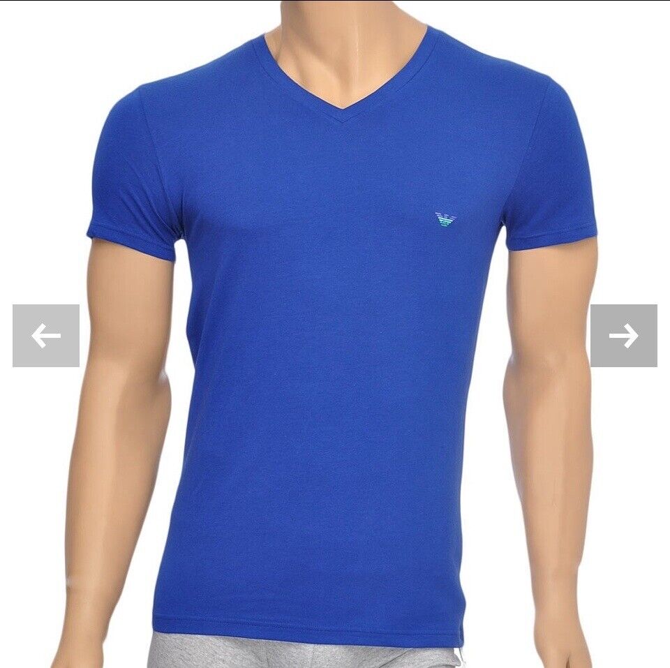 Emporio Armani T Shirt, Large, Blue Black Logo Large. NWT Armani