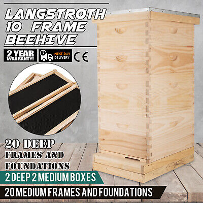 Complete 40 Frame Bee Hive 4 Box With Frames Beehive Frame for Beekeeping Kit VEVOR LSFS-4F