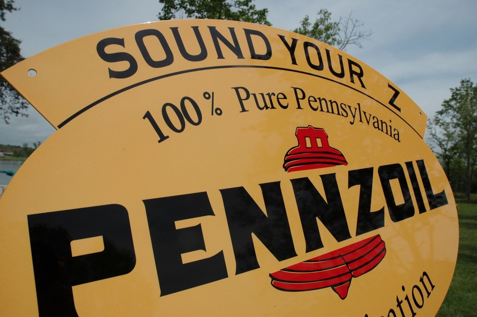 OLD STYLE PENNZOIL "SOUND YOUR Z" MOTOR OIL TWO-SIDED SWINGER SIGN MADE IN USA! Без бренда - фотография #8